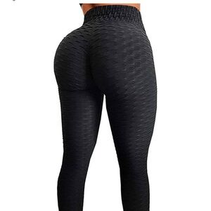 2Pairs—-AGROSTE Women's High Waist Yoga Pants Tummy Control Workout Ruched Butt